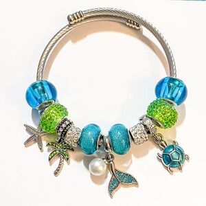Beach Themed European Style Bead Silver Charm Bracelet